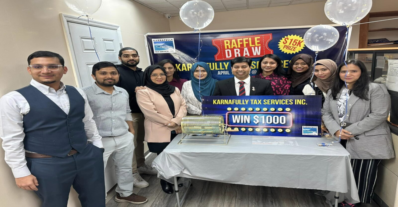 নিউইয়র্কের কর্ণফুলী ট্যাক্স সার্ভিসের মাধ্যমে ট্যাক্স ফাইল দাখিলকারিদের র্যাফেল ড্র; ১৫ জন বিজয়ী পাবেন ১ হাজার ডলার করে