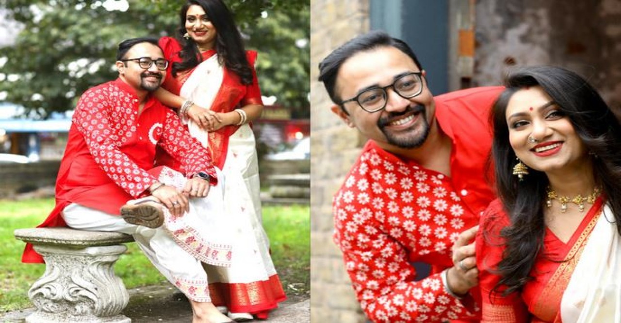 লন্ডনে স্বামীর সঙ্গে পূজা উদযাপন করছেন অবন্তী সিঁথি